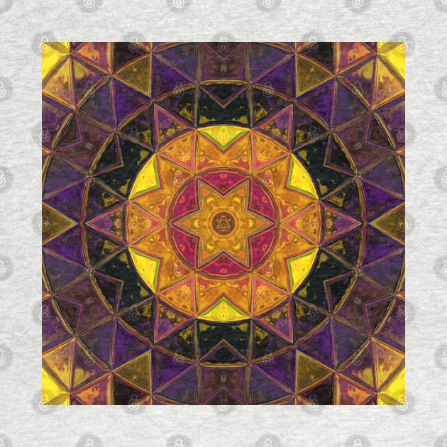 Mosaic Kaleidoscope Flower Purple Yellow and Pink by WormholeOrbital